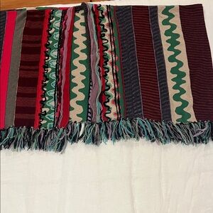 Etro Milano  Italy shawl sweater knit  poncho Multicolor Striped fringes